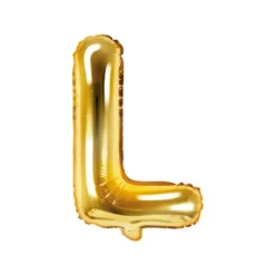Ballon métallisé en mylar en forme de lettre - Or - 35 cm - Lettre au choix