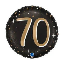 Ballon noir en aluminium arrondi pour anniversaire - Diamètre 46 cm - Âge au choix