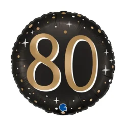 Ballon noir en aluminium arrondi pour anniversaire - Diamètre 46 cm - Âge au choix