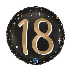 Ballon noir en aluminium arrondi pour anniversaire - Diamètre 46 cm - Âge au choix