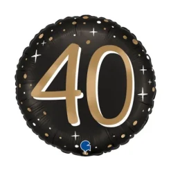 Ballon noir en aluminium arrondi pour anniversaire - Diamètre 46 cm - Âge au choix
