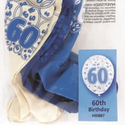 Ballons Anniversaire "Glitz" Bleus - 60 ans