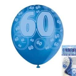 Ballons Anniversaire "Glitz" Bleus - 60 ans