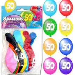 8 Ballons 50 ans Multicolore