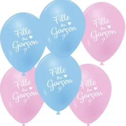 6 Ballons Baby Shower Roses et Bleus