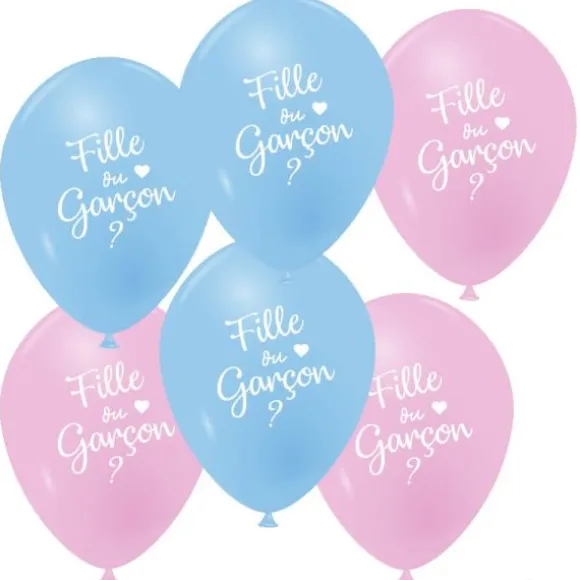 6 Ballons Baby Shower Roses et Bleus