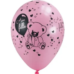 8 Ballons baptême "C'est une fille" - Rose