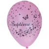 8 Ballons Baptême Fille Rose