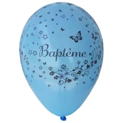 8 Ballons Baptême Garçon Bleu