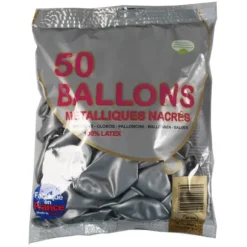 50 Ballons Baudruche Argent  Métallique