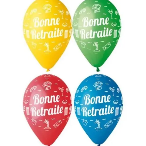 10 Ballons "Bonne Retraite" - 30 cm - Couleur Multicolore