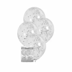 6 Ballons à Confettis - Argent