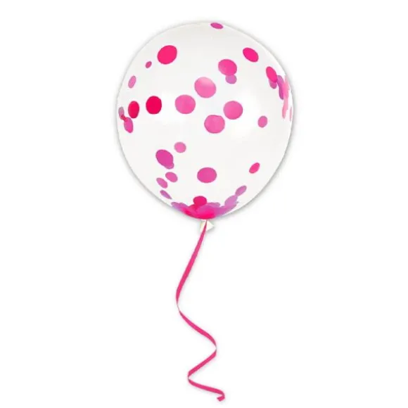 6 Ballons à Confettis avec Ruban - 45 cm - Couleur au Choix