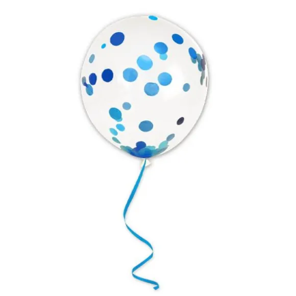 6 Ballons à Confettis avec Ruban - 45 cm - Couleur au Choix