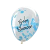 6 ballons à confettis "Baby Shower" en latex - Diamètre 30 cm - Couleur au choix