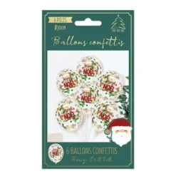 6 ballons à confettis - Diamètre 30 cm - Joyeux Noël