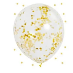 6 Ballons confettis or et noir - 30 cm