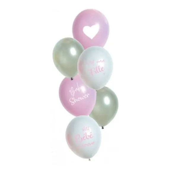 6 Ballons de Baudruche Baby Shower Fille