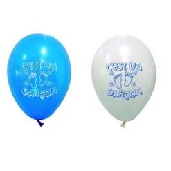 Ballons de Baudruche Blanc et Bleu "C'est un Garçon !"