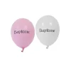 8 Ballons de Baudruche Blanc et Rose - Baptême