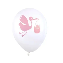 8 Ballons de Baudruche Cigogne - Rose