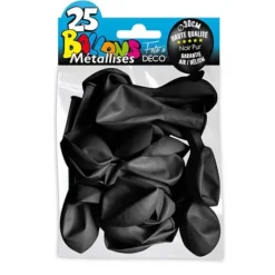 25 Ballons de baudruche métallisés - Noir