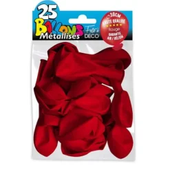 25 Ballons de baudruche métallisés - Rouge