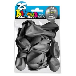 25 Ballons de baudruche métallisés - Gris argenté