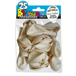 25 Ballons de baudruche métallisés - Blanc