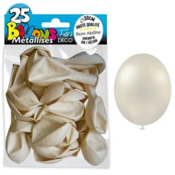 25 Ballons de baudruche métallisés - Blanc