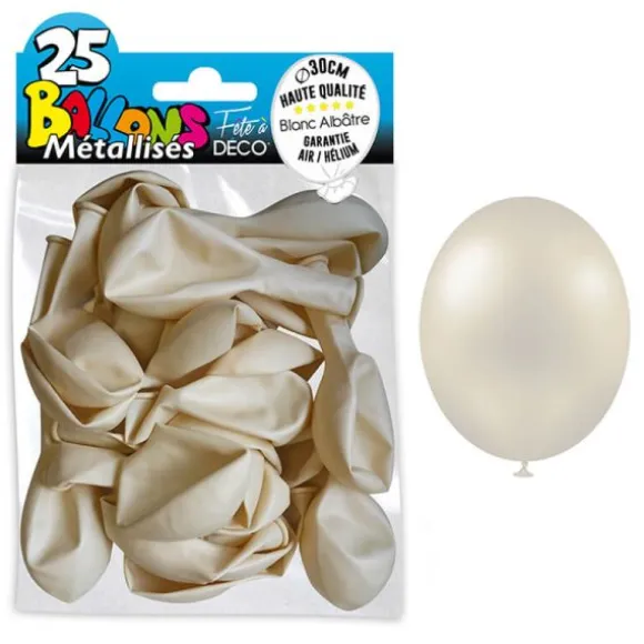 25 Ballons de baudruche métallisés - Blanc