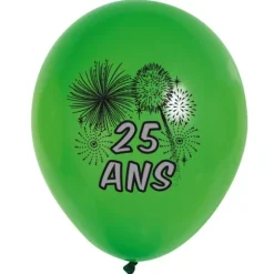 10 Ballons de Baudruche Multicolore Anniversaire 25 ans