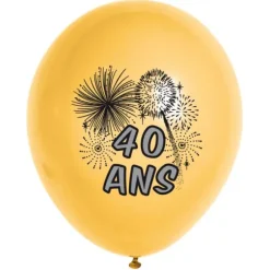 10 Ballons de Baudruche Multicolore Anniversaire 40 ans