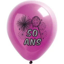 10 Ballons de Baudruche Multicolore Anniversaire 50 ans