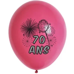 10 Ballons de Baudruche Multicolore Anniversaire 70 ans