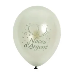 10 Ballons de Baudruche Noces d'Argent