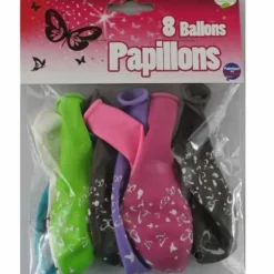 8 Ballons de baudruche Papillons coloris assortis