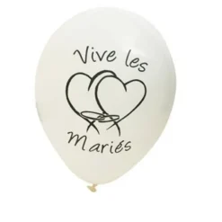 Ballons de Baudruche "Vive les Mariés" Blanc