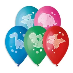5 Ballons Dinosaure - 30 cm - Couleurs Assorties