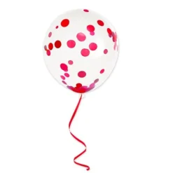 6 Ballons en latex Confettis avec ruban - 45 cm - Couleur au Choix