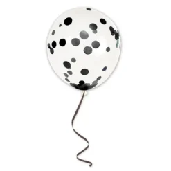 6 Ballons en latex Confettis avec ruban - 45 cm - Couleur au Choix