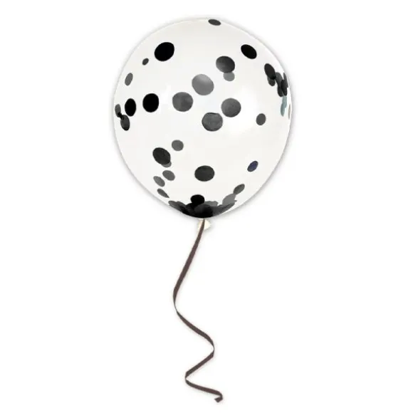6 Ballons en latex Confettis avec ruban - 45 cm - Couleur au Choix