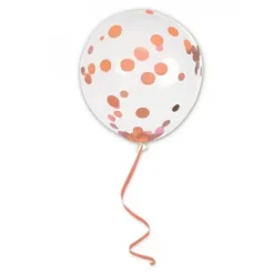 6 Ballons en latex Confettis avec ruban - 45 cm - Couleur au Choix