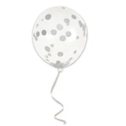 6 Ballons en latex Confettis avec ruban - 45 cm - Couleur au Choix