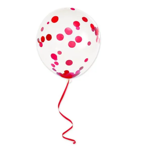 6 Ballons en latex Confettis avec ruban - 45 cm - Couleur au Choix