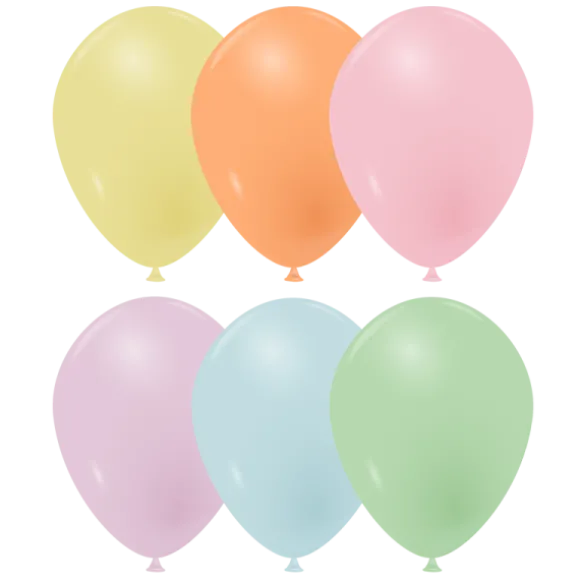 10 ballons en latex - Diamètre 25 cm - Tons Pastel