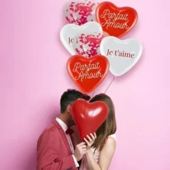 6 ballons en latex en forme de cœur - Saint-Valentin - Collection Chéri Chérie