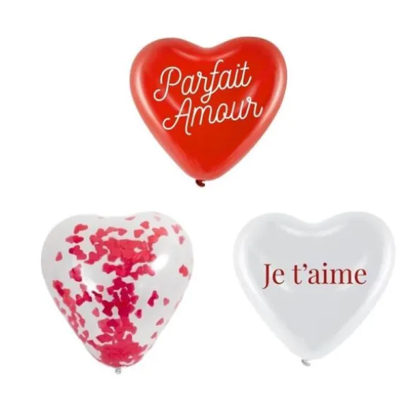6 ballons en latex en forme de cœur - Saint-Valentin - Collection Chéri Chérie