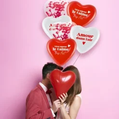 6 ballons en latex en forme de cœur - 30 cm - Saint-Valentin - Collection Chéri Chérie
