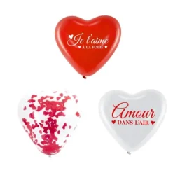 6 ballons en latex en forme de cœur - 30 cm - Saint-Valentin - Collection Chéri Chérie